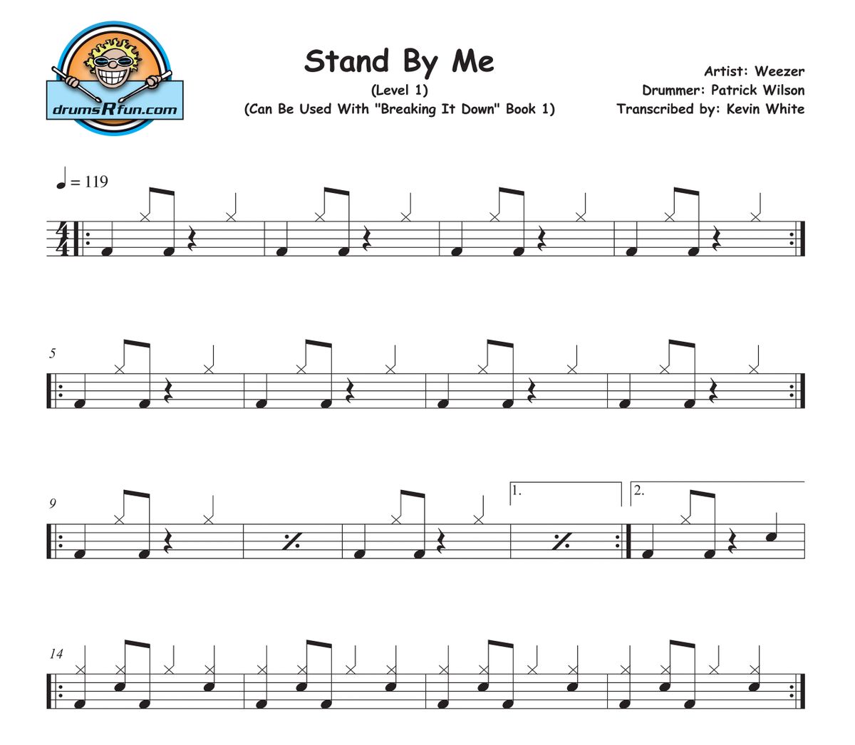 Weezer, Stand By Me Drum Transcription Level 1